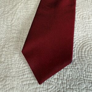 Vintage Lands End Tie 100% Silk Mens Necktie Red 90s Preppy Office Made in USA